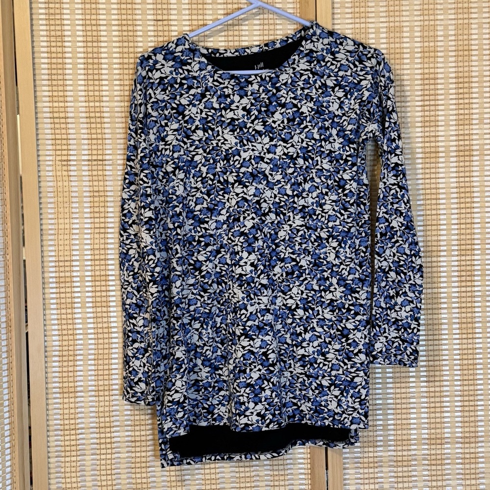 J. Jill Womens XS‎ Simply Supima Crew Neck Tunic 100% Cotton Floral Cottagecore
